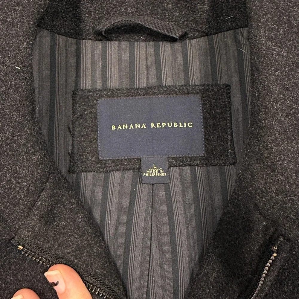 Banana Republic‎ Jacket Mens Extra Large Charcoal Wool Cashmere Blend Zip Lined